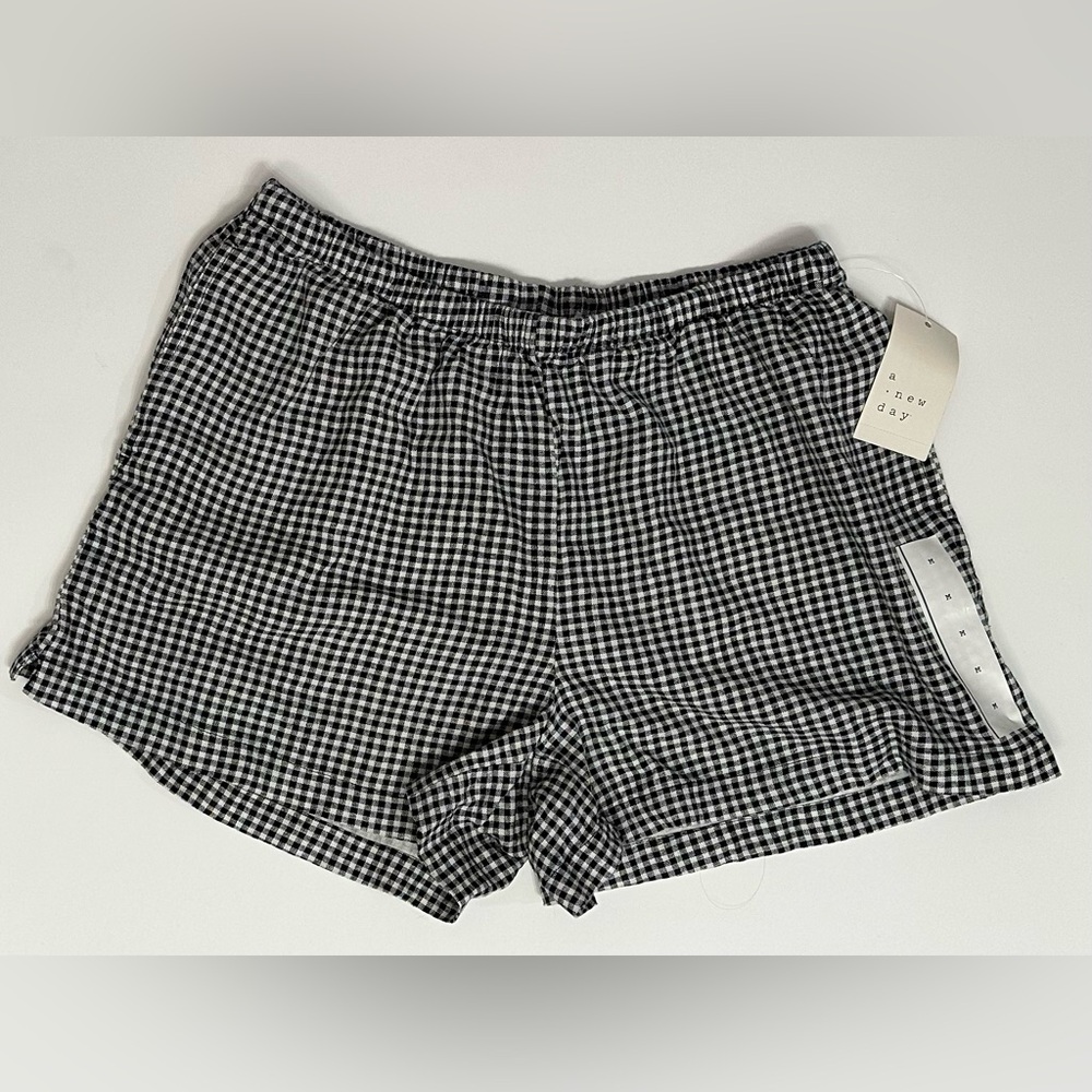 A New Day Black and White Linen Shorts